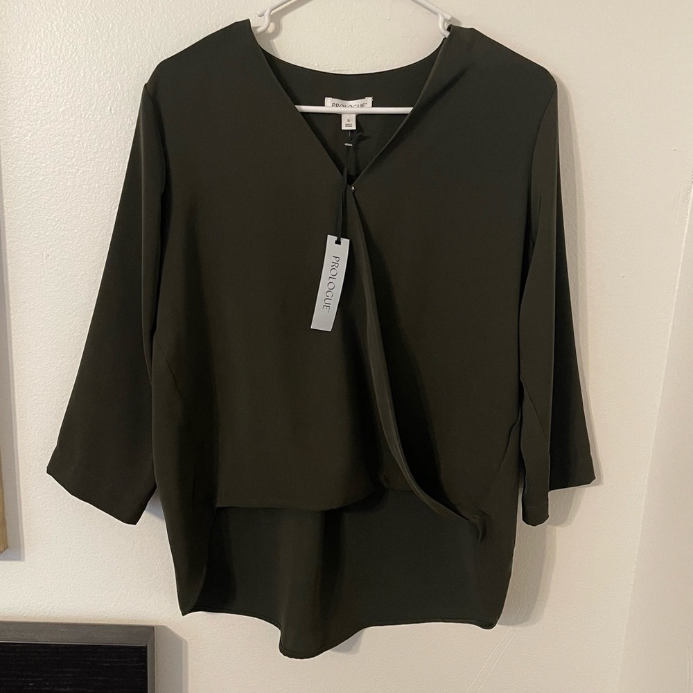 army green blouse NWT